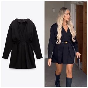 Zara Poplin Black Dress